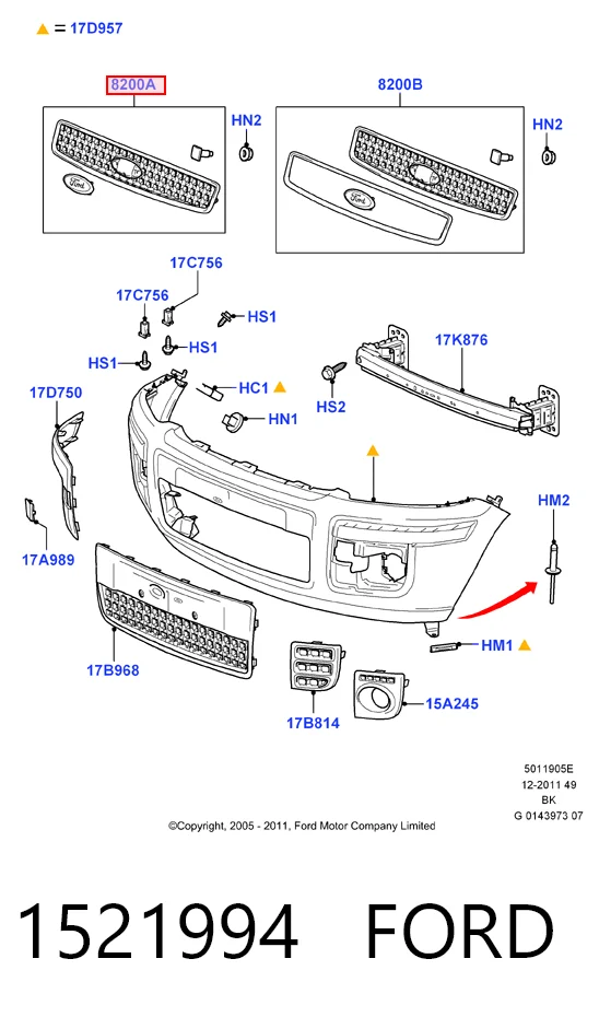  Grelha do radiador Ford Fusion carrinha (JU) (2002 - 2012) 