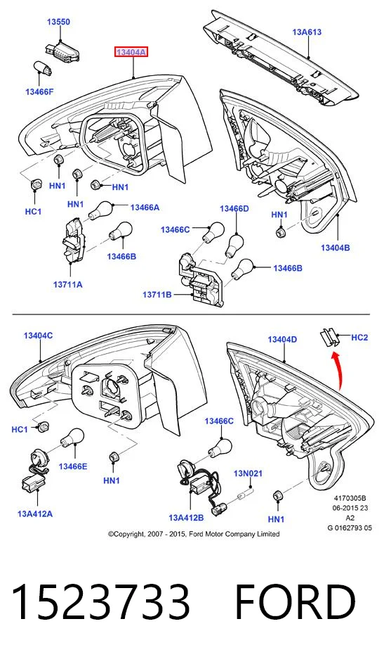 1523733 Ford Lanterna traseira esquerda externa