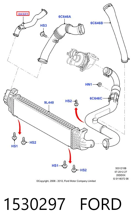 1530297 Ford Mangueira (cano derivado) de intercooler