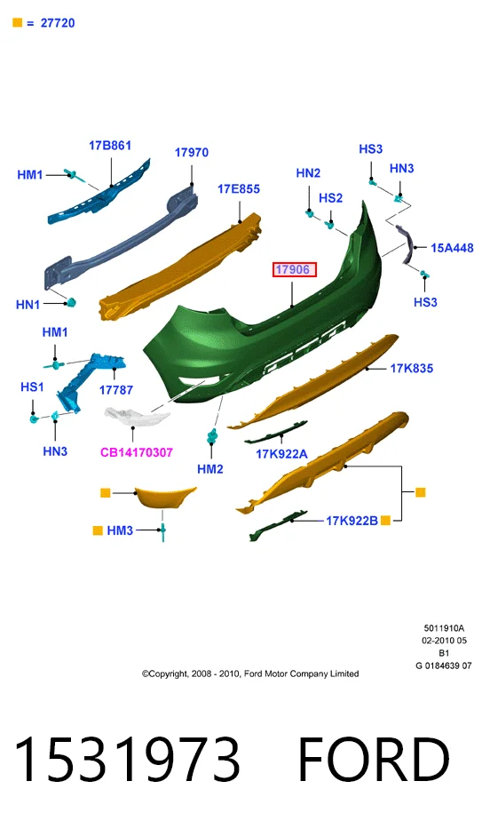 Pára-choque traseiro para Ford Fiesta Mk6 CB1