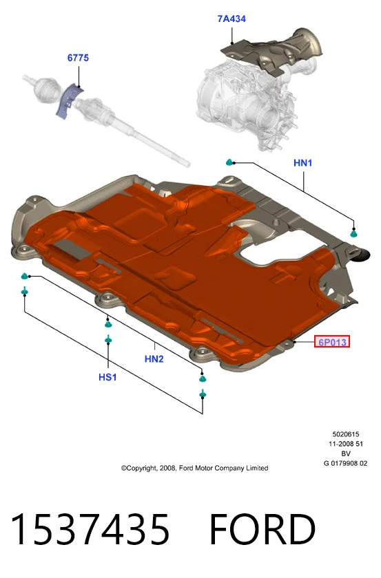 Proteção de motor, de panela (da seção de motor) para Ford Kuga CBV