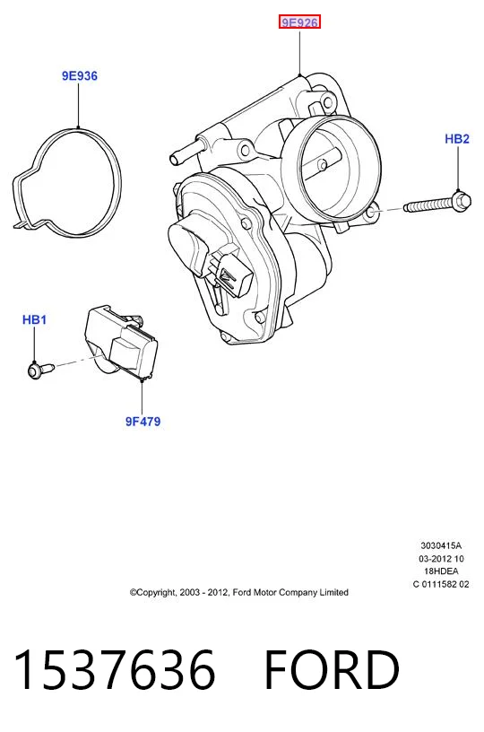 1537636 Ford Válvula de borboleta montada