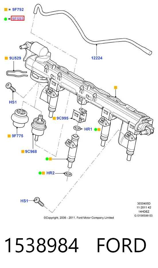 1538984 Ford Injetor de injeção de combustível