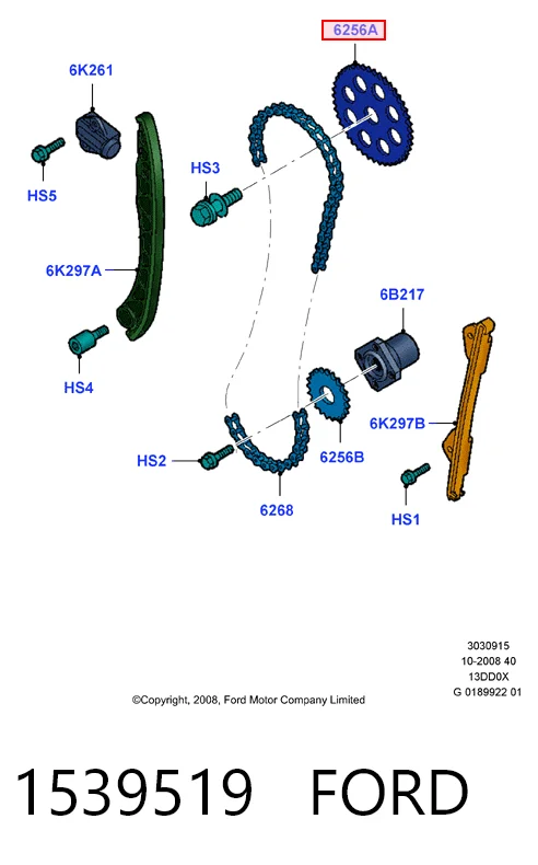 Engrenagem de cadeia da roda dentada da árvore distribuidora de motor para Opel Corsa C F08, F68