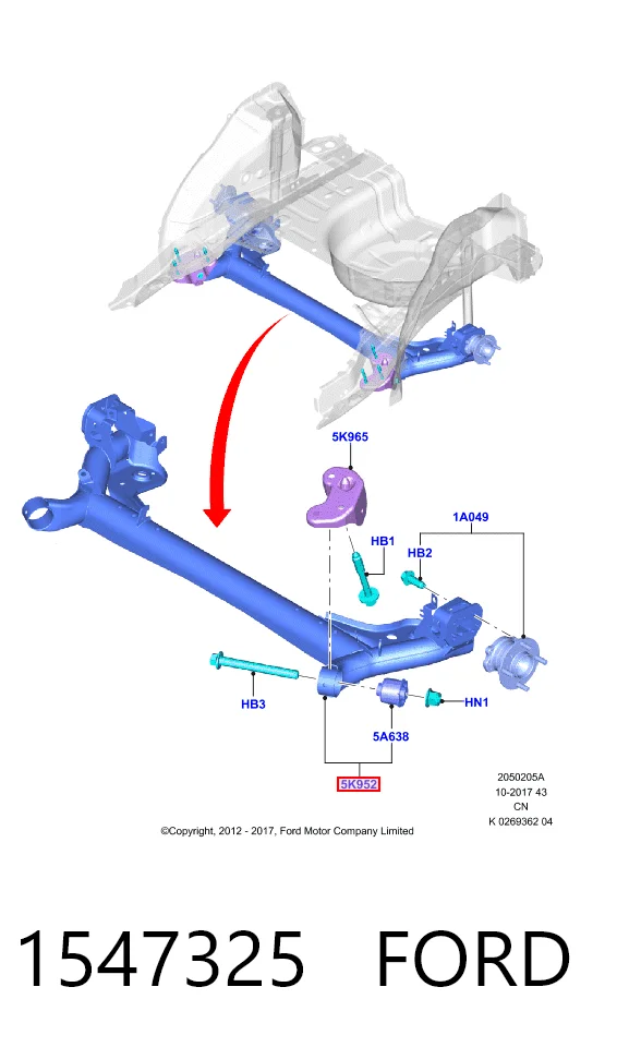 Viga de suspensão traseira (plataforma veicular) para Ford Fiesta Mk6 CB1