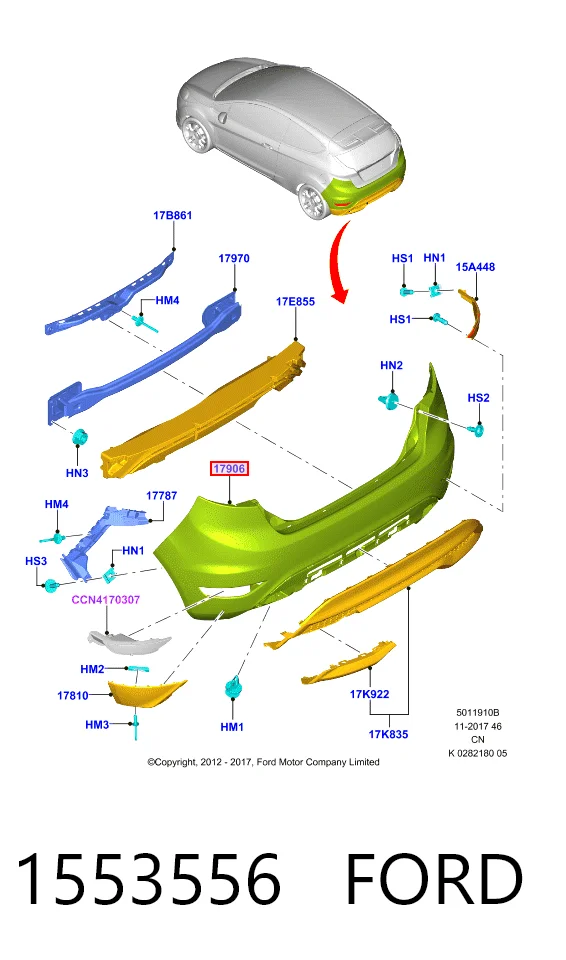  Pára-choque traseiro Ford Fiesta Mk6 hatchback (CB1) (2008 - 2016) Mk6