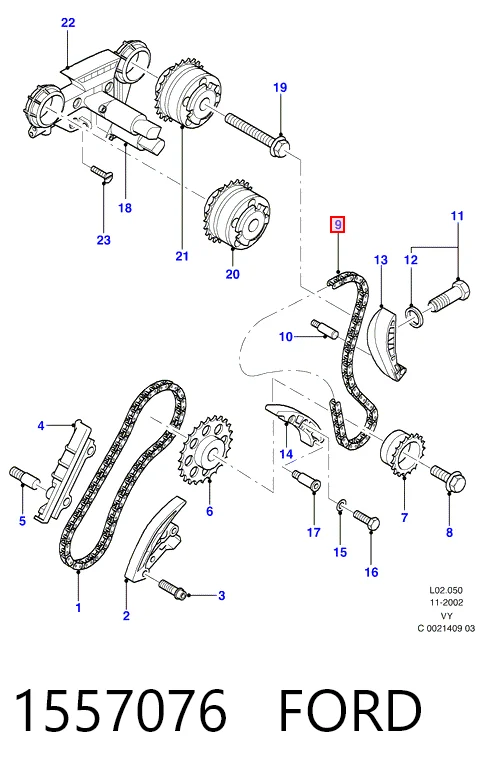 Cadeia do mecanismo de distribuição de gás Porsche Cayenne  955