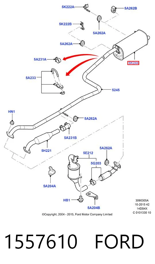 1557610 Ford Silenciador, parte traseira