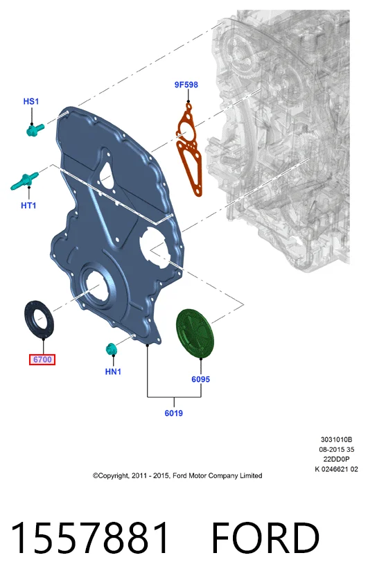 Vedação dianteira de cambota de motor LR004407 Rover