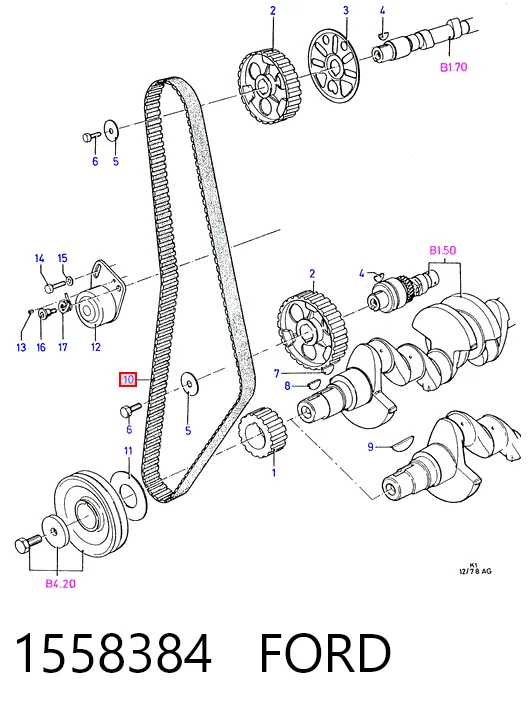  Correia do mecanismo de distribuição de gás Ford Sierra I hatchback (GBC) (1982 - 1987) I