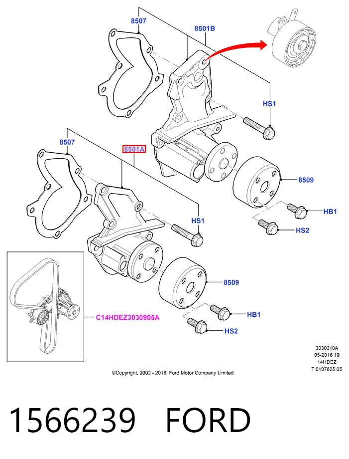 1566239 Ford Bomba de água (bomba) de esfriamento
