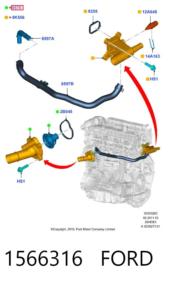 1566316 Ford Termostato