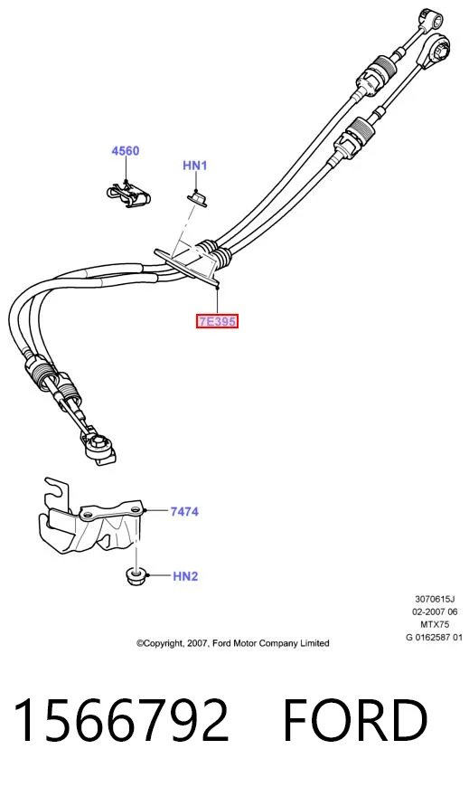 1566792 Ford Cabo de mudança duplo