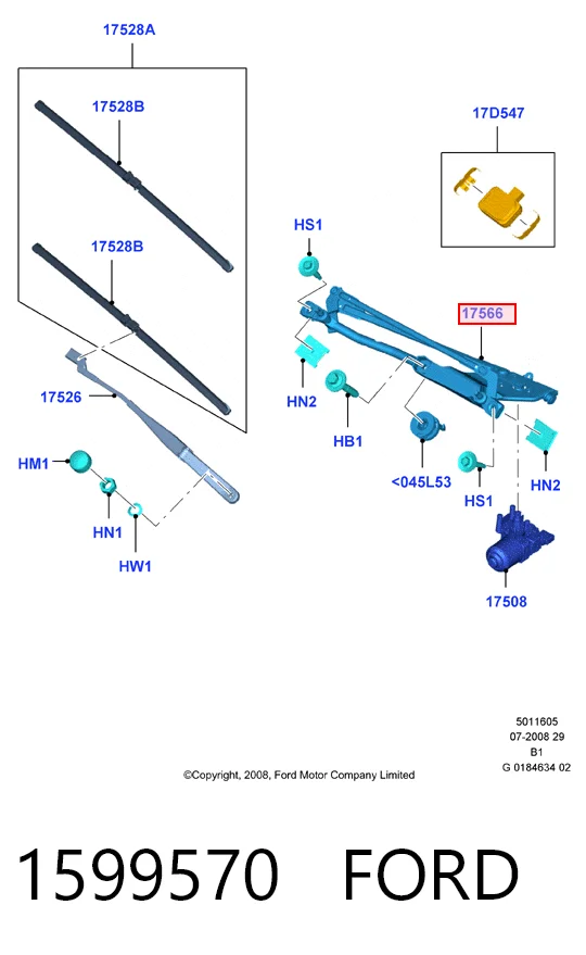 Trapézio de limpador pára-brisas para Ford Fiesta Mk6 CB1