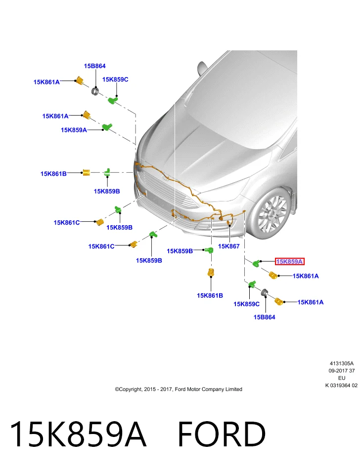 15K859A Ford Sensor dianteiro lateral de sinalização de estacionamento (sensor de estacionamento)