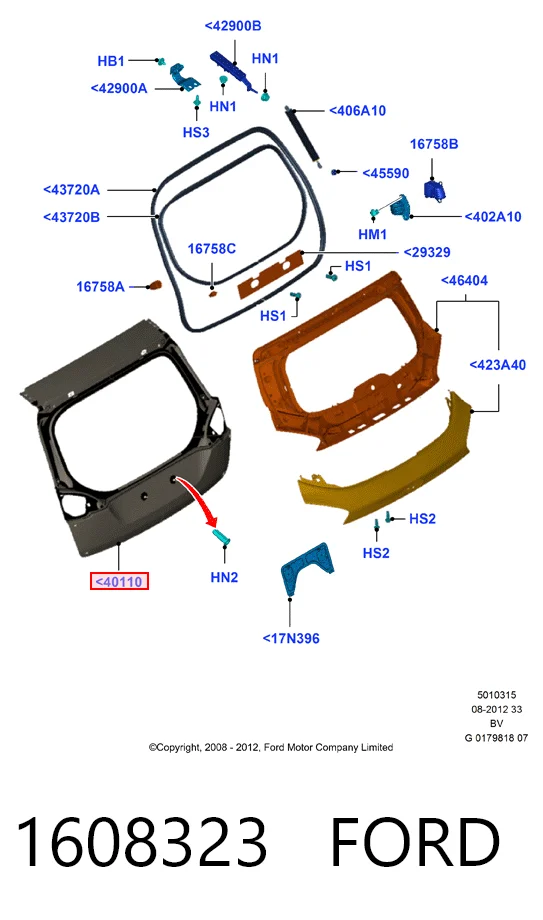 Porta traseira (3ª/5ª porta-malas (tampa de alcapão) para Ford Kuga I CBV