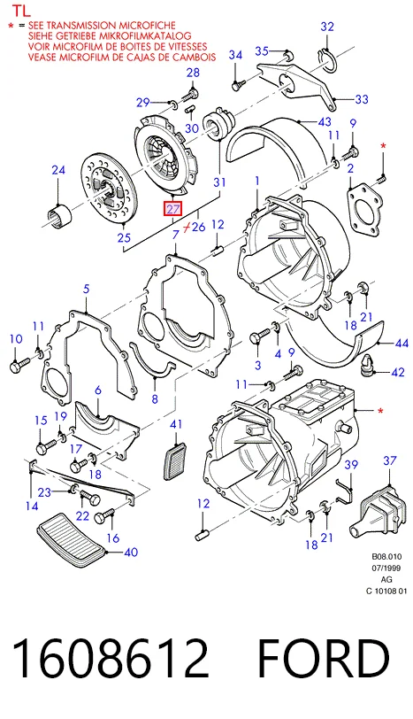  Cesta de embraiagem Ford Transit III plataforma a bordo (V) (1977 - 1986) III