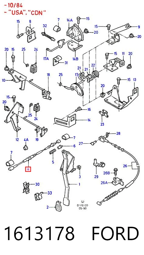 Cabo/pedal de gás (de acelerador) Ford Sierra preço, a partir de 5,10 USD