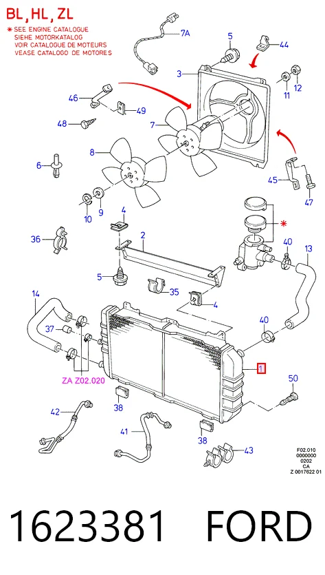 Radiador de esfriamento de motor Ford Orion I AFD