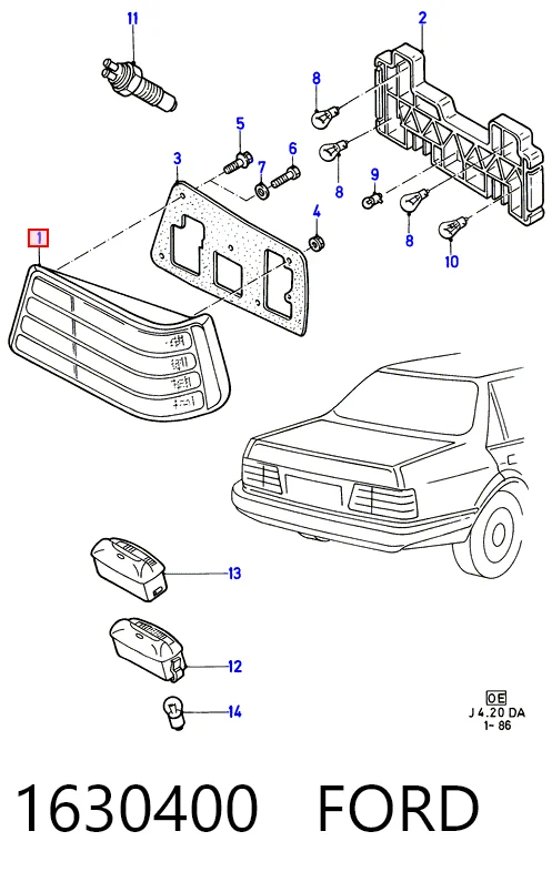 Lanterna traseira direita para Ford Orion II AFF