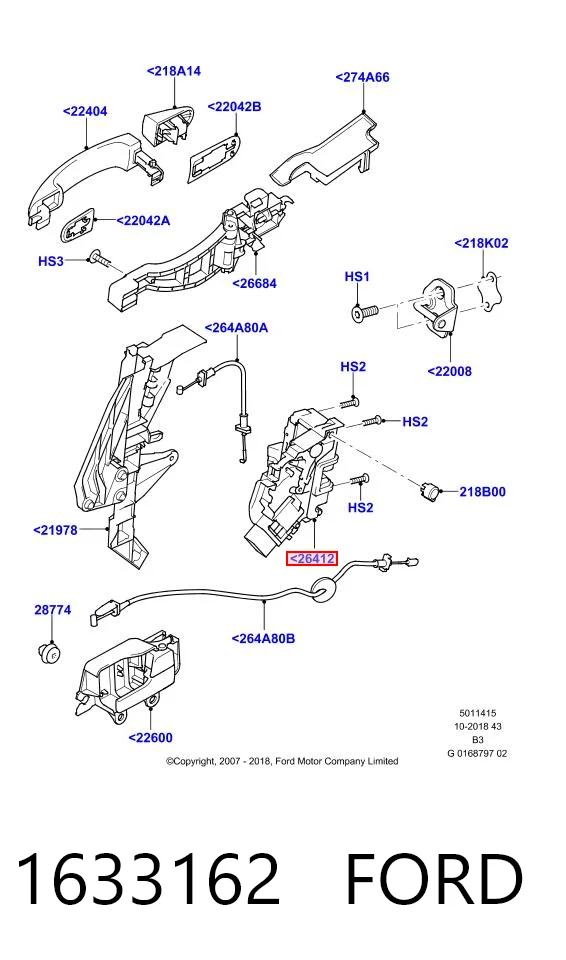 1633162 Ford Fecho da porta traseira direita