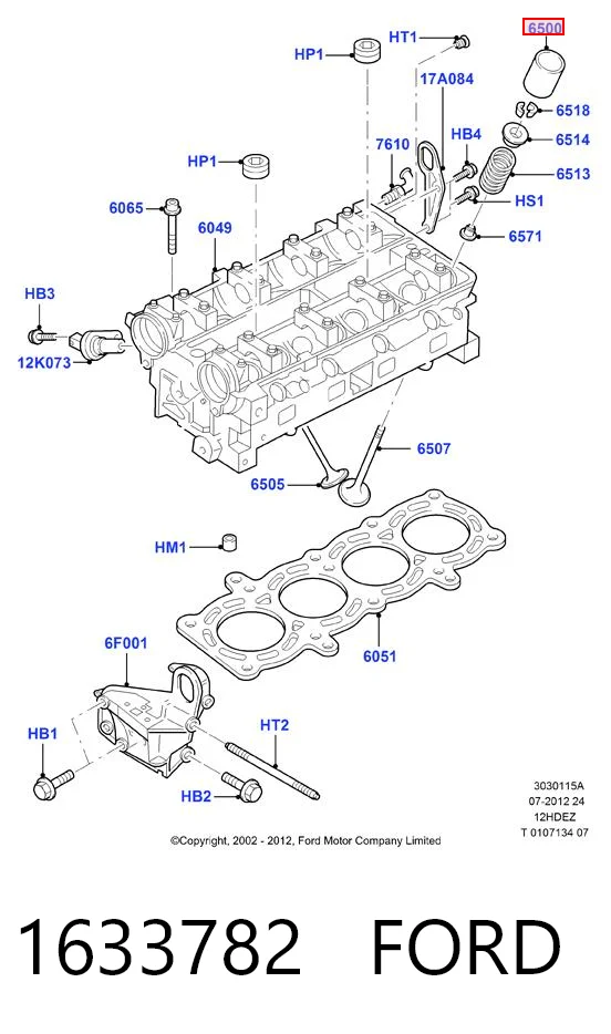 1633782 Ford Compensador hidrâulico (empurrador hidrâulico), empurrador de válvulas