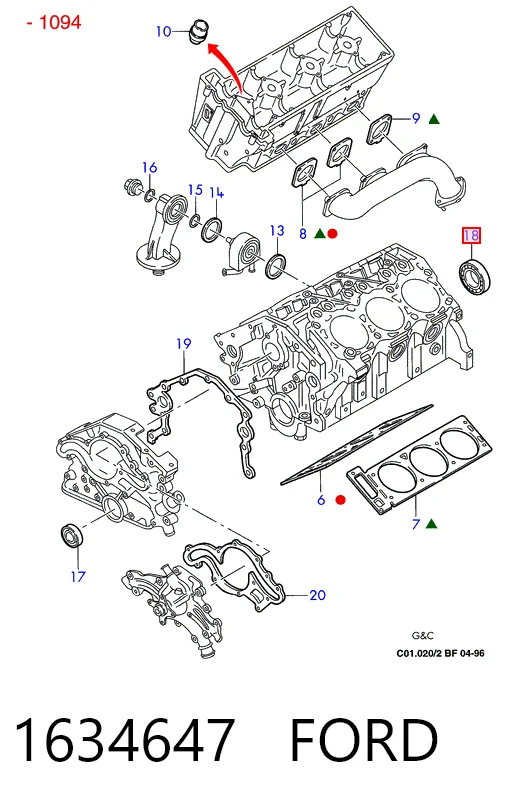 Vedação traseira de cambota de motor Ford Fiesta Mk1 hatchback (GBFT) (1976 - 1983) Mk1