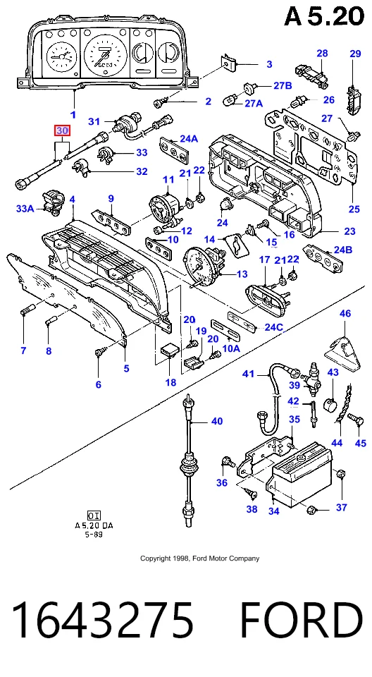 Cabo de acionamento de velocímetro Ford Orion II AFF