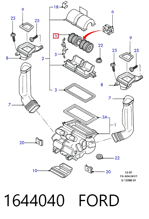  Motor de ventilador de forno (de aquecedor de salão) Ford Escort VII conversível (ALL) (1995 - 2000) VII