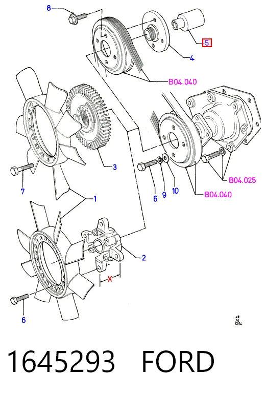 1645293 Ford Consola de acoplamento viscoso do sistema de esfriamento de suporte