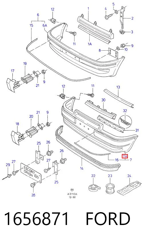 Pára-choque dianteiro Ford Escort preço, a partir de 134,41 USD