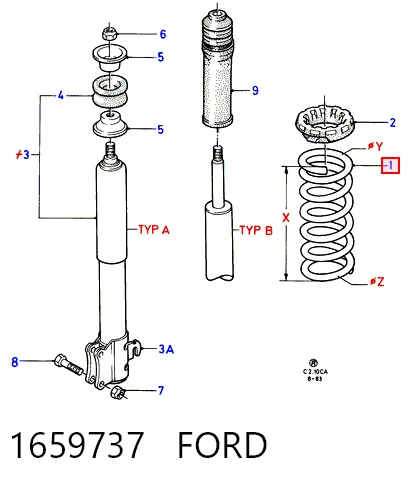  Mola traseira Ford Escort III conversível (ALD) (1983 - 1985) III