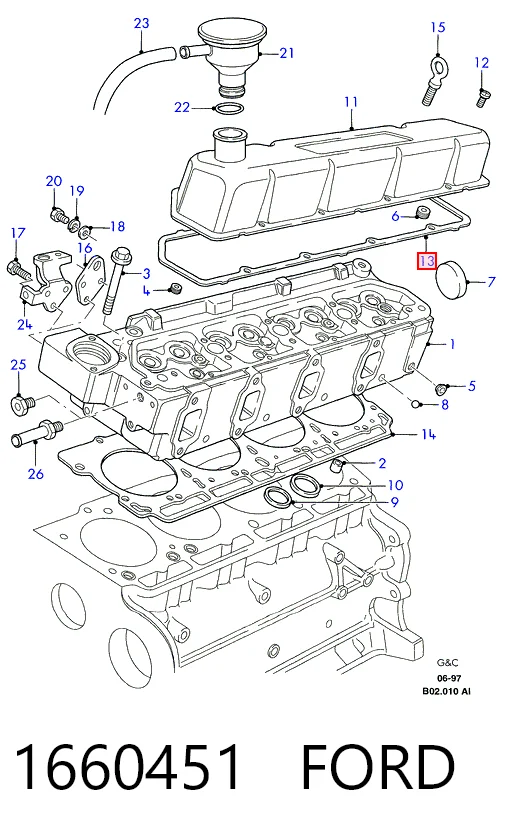  Vedante de tampa de válvulas de motor Ford Transit IV сaixa (E) (1994 - 2000) IV