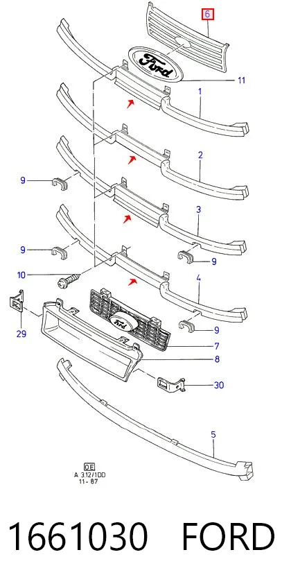 Grelha do radiador para Ford Sierra II GBC,GBG