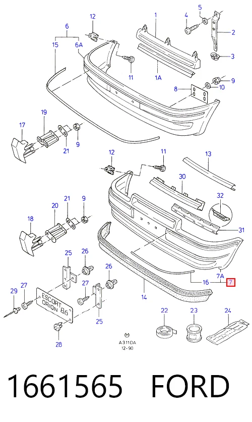 Pára-choque dianteiro para Ford Escort IV AWF, AVF