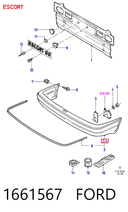 Pára-choque traseiro para Ford Escort IV GAF, AWF, ABFT