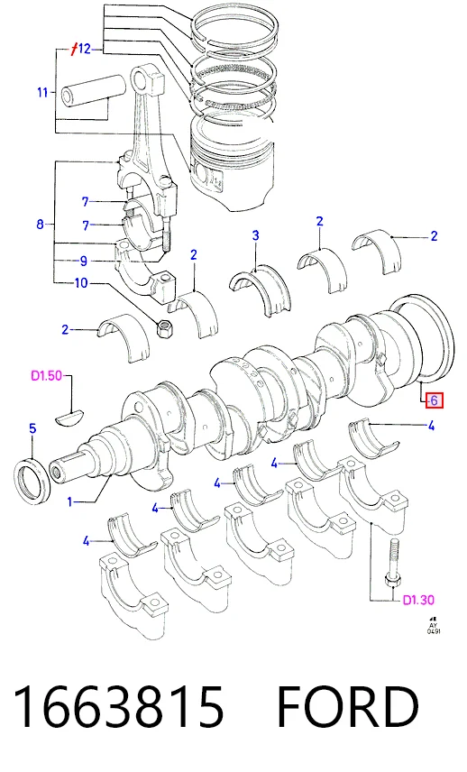  Vedação traseira de cambota de motor Ford Fiesta Mk2 hatchback (FBD) (1983 - 1989) Mk2