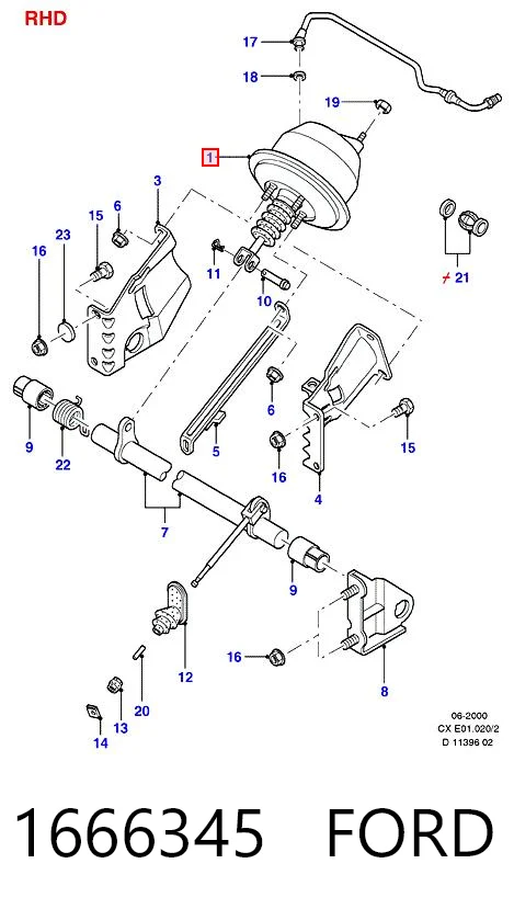 Reforçador dos freios a vácuo Ford Fiesta Mk2 FBD