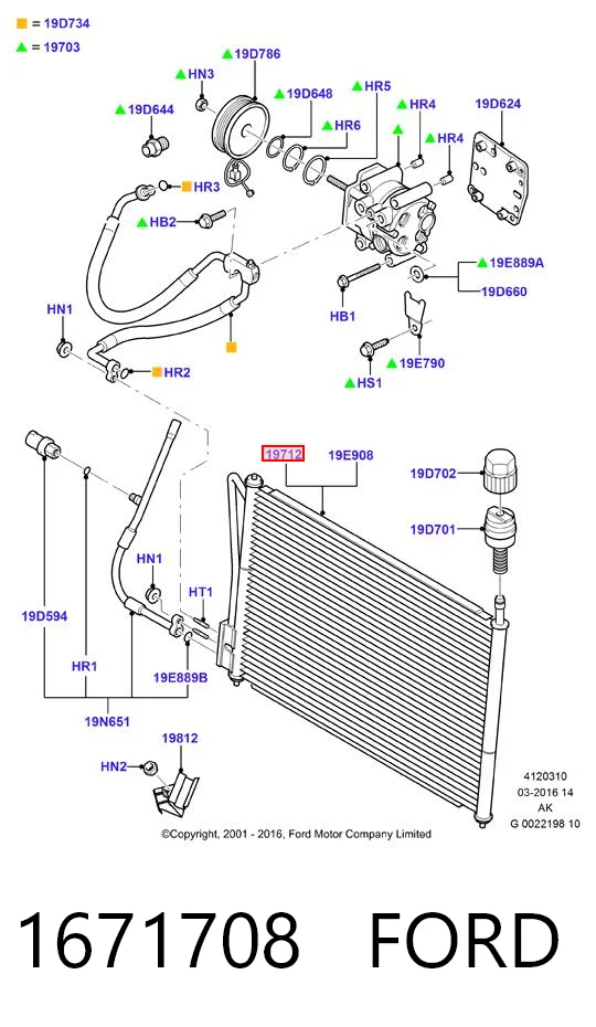 1671708 Ford Radiador de aparelho de ar condicionado