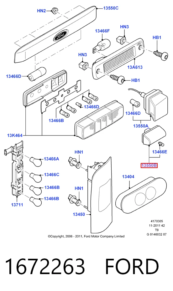 1672263 Ford Lanterna da luz de fundo de matrícula traseira