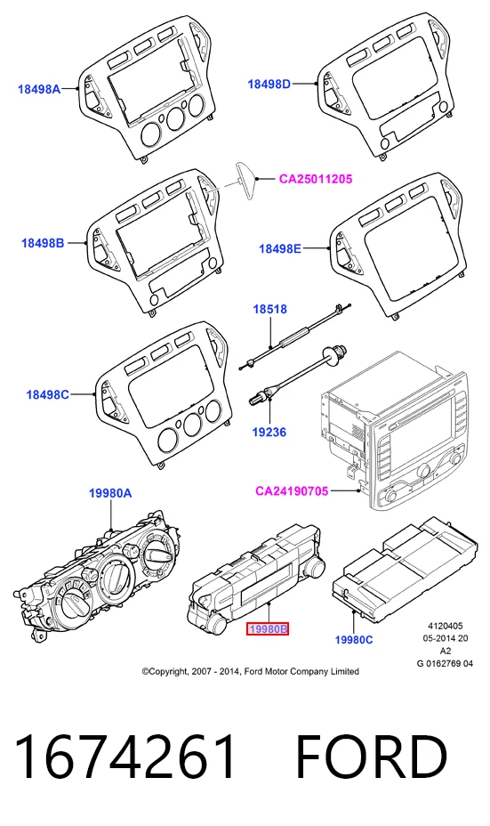 Unidade de controlo dos modos de aquecimento/condicionamento para Ford Galaxy II CA1 WA6