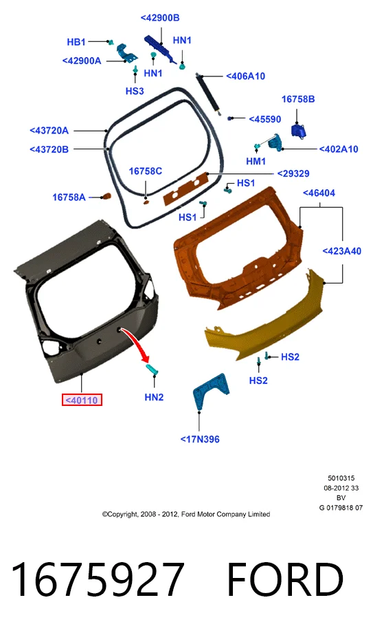 Porta traseira (3ª/5ª porta-malas (tampa de alcapão) Ford Kuga I CBV