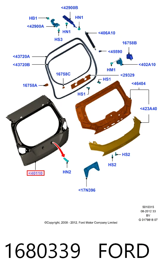  Porta traseira (3ª/5ª porta-malas (tampa de alcapão) Ford Kuga I SUV (CBV) (2008 - 2012) I