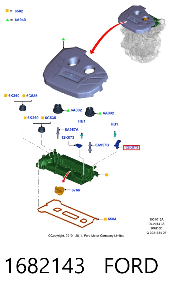  Sensor de posição da árvore distribuidora Ford Escape II SUV (DM2) (2012 - 2019) II