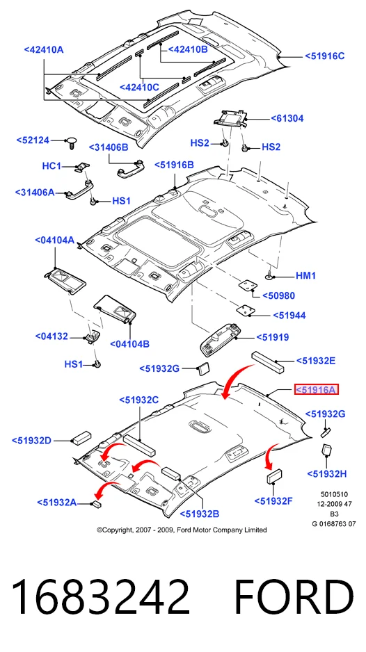Revestimento do teto Ford C-Max  DM2 ao melhor preço