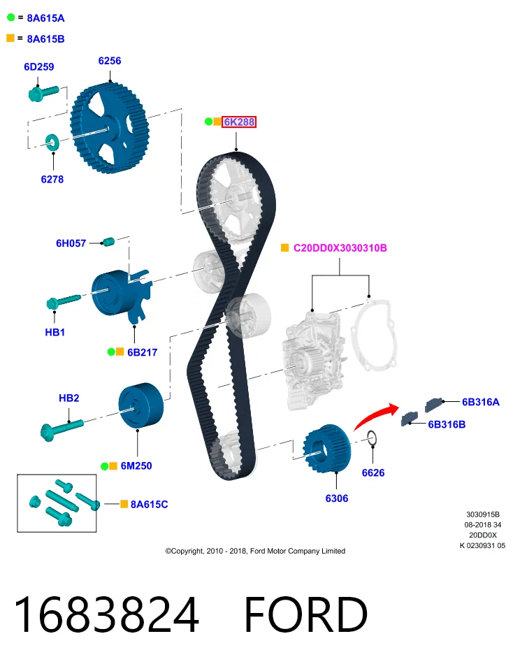  Correia do mecanismo de distribuição de gás Opel GRANDLAND X SUV (A18, P1UO) (2017 - 2026) X
