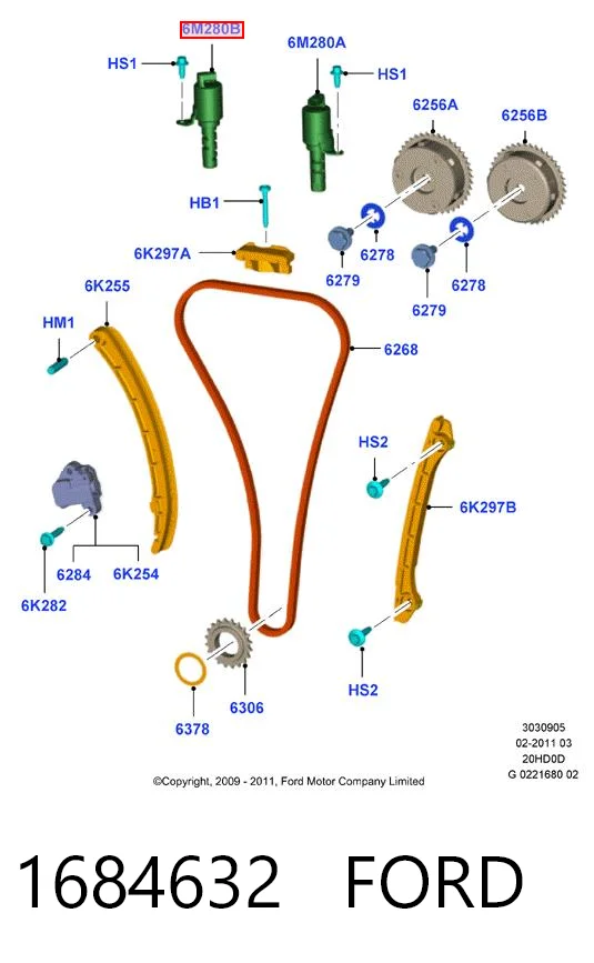 1684632 Ford Válvula eletromagnética de posição (de fases) da árvore distribuidora