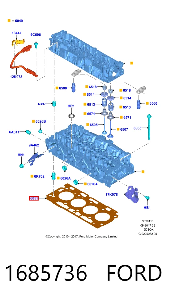 Vedante de cabeça de motor (CBC) para Mazda 3  BL