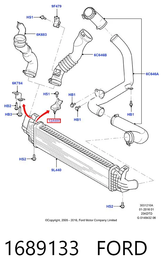 1689133 Ford Sensor de pressão no coletor de admissão, MAP