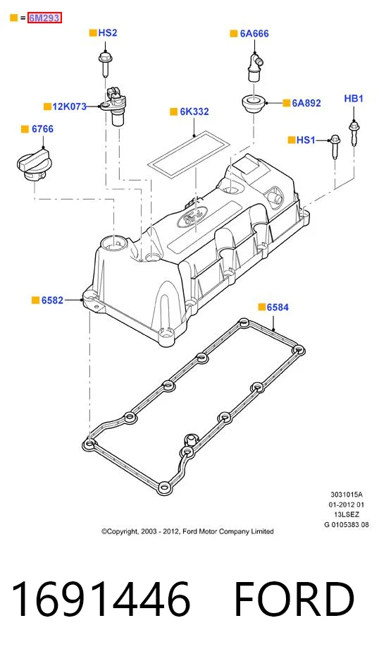 1691446 Ford Tampa de válvulas